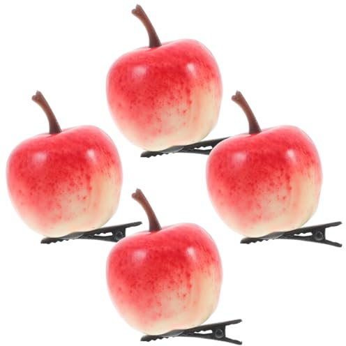 Warmhm Äpfel Haarspange 4 Stück Simulierte Früchte Haarschmuck Für Mädchen Und Damen Kunststoff Haarklammern Für Party Alltag Und Styling