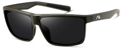 kimorn Polarisierte quadratische Sonnenbrille für Männer/Frauen Vintage/klassisch/Golf/Fahren/Reise Brillen (Military green frame/Gray lens)