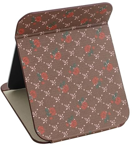 Shunshi Tragbarer Klappspiegel, 20 x 15,5 cm, Taschenspiegel, Reise-Make-up-Spiegel mit verstellbarem Ständer, klappbarer Tischspiegel mit PU-Leder, Schreibtisch-Schminkspiegel für Bürotisch