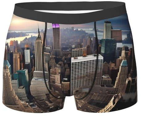 LNNIUK Sous-vêtements pour homme avec ceinture couverte New York - Imprimé City - Pour tous les jours, noir, Medium
