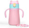 Hawthyhome Gourde isotherme en acier inoxydable pour enfants de 360 ml avec paille - Anti-fuite - Sans BPA - Rose