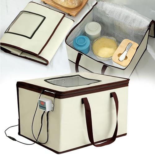 Brot Gärbox mit Heizung, Brot Gärbox Sauerteig Brot Gärschrank 35L Faltbare Teiggärbox mit Einstellbare Temperatur und Timer für Brotbacken Joghurt Natto 40x30x26cm