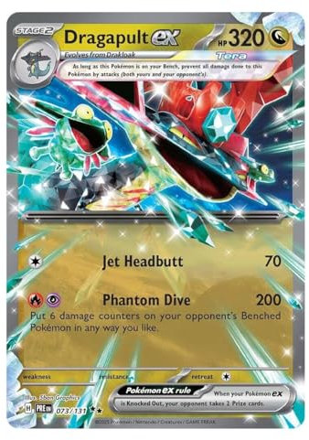 Dragapult ex 073/131 - Tarjeta de Pokémon ultra rara | Cartas Pokémon raras | Pokémon EX | Evoluciones prismáticas | Pokémon escarlata y violeta | Autenticado por Titan Cards