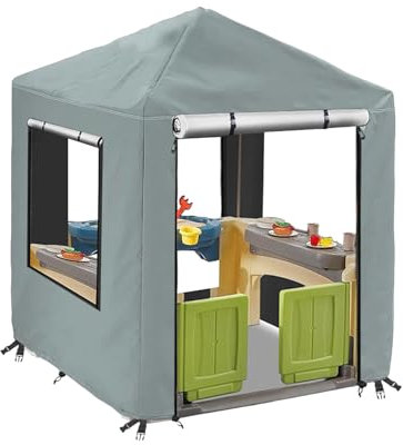 Renopfect Spielhaus Abdeckung 56 X 60,2 Zoll Kinderspielhaus Abdeckplane Wasserdicht 420D Oxford Gartenhaus Spielhäusr Abdeckung Mit Reißverschluss, Reißfeste Spielhaus Gartenabdeckung