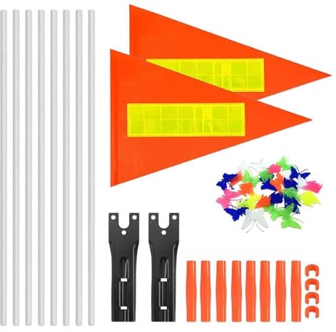 Rbleote Fahrradfahne für Kinder, 2 Stück Einstellbare Fahrrad Fahne Kind,Reflektierende Fahrradwimpel Kinder,mit Fahnenmastzubehör und Speichendekorationen,Warnschilder