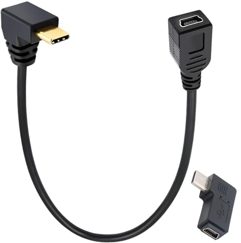 DAOKAI Mini-USB auf Typ-C-Kabel,90 Grad USB 3.1 Typ C auf Mini 5-Pin Adapter,Stecker-zu-Buchse,Kompatibel mit Macbook, Google Pixel, Smartphone, Kamera, GPS etc