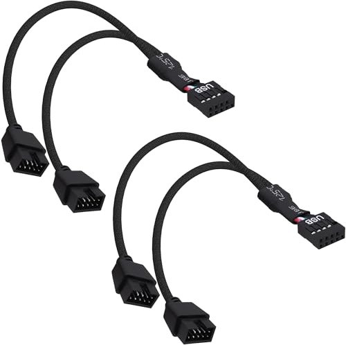 YARCHONN Placa Madre USB Cabecera Splitter Y Cable USB 2.0 9Pin Hembra a Doble 9Pin Macho Placa Madre Cabecera Splitter Hub 1 a 2 Convertidor Cable de Extensión Adaptador-15cm-2pcs