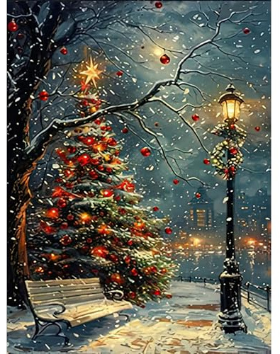 RICUVED Weihnachtsbaum Diamond Painting,5D Weihnachten Diamant Painting Bilder Erwachsene Diamond Painting Kinder, Full Drill Diamond Art Diamant Malerei Bilder für Home Dekor 30x40cm