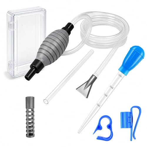 2,2 m Aquarium Wasserwechsel Set mit Absperrventil & Schlauchhalter | Mulmsauger, Kiesreiniger mit Sand-/Kiesfilter, Rücklaufschutz und transparenter PP-Aufbewahrungsbox