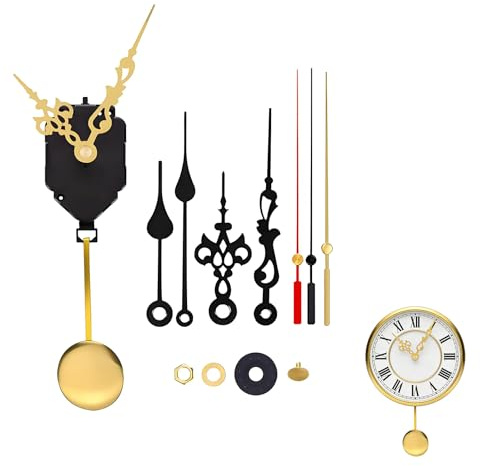 Zerabidpro Geräuschloses Uhrwerk Set, Uhrwerk für Wanduhr 24MM, Inklusive Zeiger für Stunden, Minuten und Sekunden, Robustes Ersatzteil-Kit für Uhrreparatur und DIY-Projekte, Schwarz (Schwarzes Gold)
