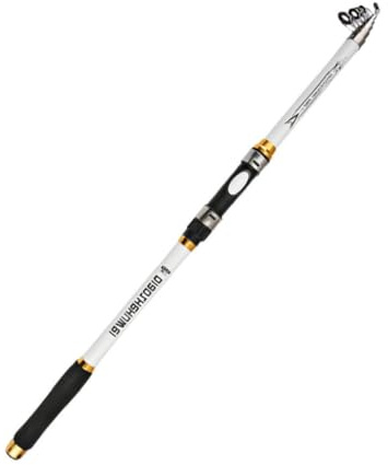 TWISAXC Zusammenklappbare Teleskop Angelrute, ideal für Rucksacktouren und unterwegs – die Beste für Angler Aller Erfahrungsstufen. Ultraleichte Angelrute, Weiß, 2.7 Mio.