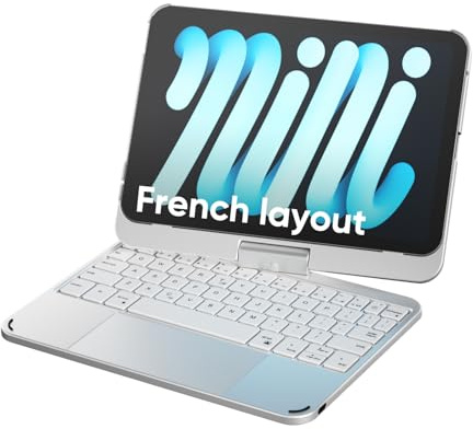 doqo iPad mini 7 A17 Pro & Mini 6 Tastatur Hülle mit Trackpad,360° drehbar | Laptop-ähnliches Tippgefühl,Beleuchtung,kompatibel 8.3-inch 2024/2021, mit Stifthalter