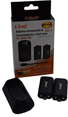 Batteria ricaricabile da 450 mAh, kit di ricarica USB per controller wireless, batteria per Xbox One, batteria per Xbox One S, colore nero LinQ® P4501