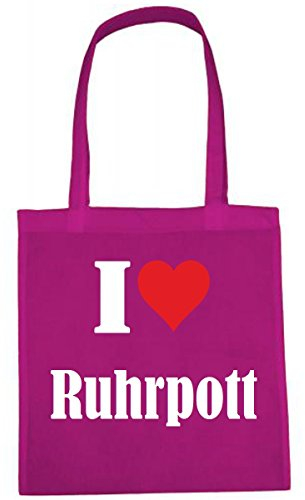 Reifen-Markt Tasche I Love Ruhrpott Größe 38x42 Farbe Pink Druck Weiss