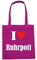 Reifen-Markt Tasche I Love Ruhrpott Größe 38x42 Farbe Pink Druck Weiss