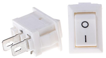 TecnoStore® MINI INTERRUTTORE 10 * 15mm rettangolare BIANCO 2 CONTATTI 250V 3A ON/OFF SWITCH