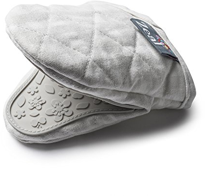Zeal V124S Silicone & Cotton Mini Mitt Pot Holder Gingham, Cotton, French Grey, 17.5 x 13.5 x 2.5 cm