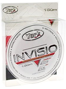 YORK Invisio Angelschnur 150m Spule 0,14mm-0,40mm Monofile Schnur Fluorocarbon beschichtet (0,02€/m) (0,30mm/18kg)