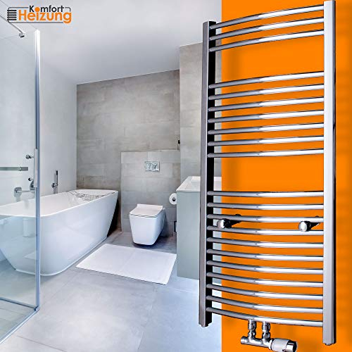 Gulfstream Komfort Badheizkörper 1150 x 600 mm in Chrom gebogen Hochwertiger Handtuchheizkörper Handtuchwärmer