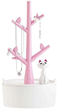 Fantes - Organizador de Soporte de joyería para Gato y árbol, Collar, Pendiente, Pulsera, Organizador de Soporte para el Cabello, Material ABS de Primera Calidad para niña