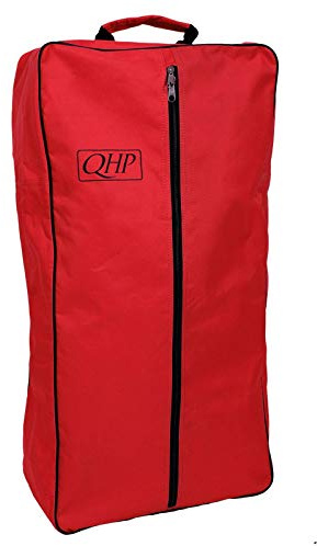 QHP Trensentasche Oxford Stoff mit Reißverschluss, Griff Kettband innen (Rot/Schwarz)