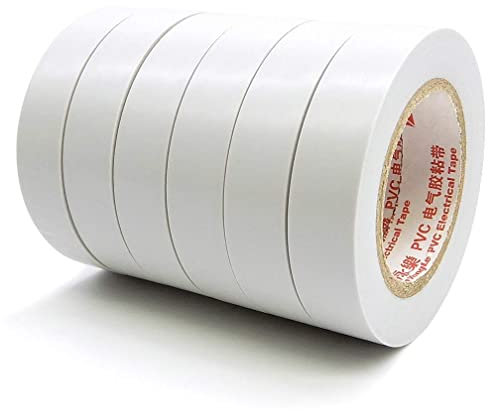 ALBOYI Electrical Tape, 15mm x 15m Adhesive Insulation Tape 6 Rolls, PVC Insulation Gaffer tape Electrical for Insulating, Repairing, Protecting Wires, White