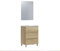 Baikal Conjunto de Mueble de Baño Neo con Espejo Luna Lisa, Tres Cajones o Dos Puertas, Mueble con Patas. Varios Acabados y Medidas. Melamina 16mm. Mueble MONTADO. 3c 60 Nature