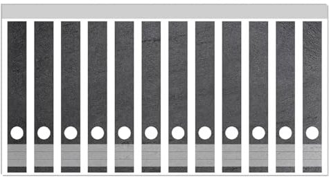 Wallario Ordnerrücken Sticker Schwarze Schiefertafel Optik - Steintafel - Größe 12 Stück, Rückenschilder für 12 schmale Ordner, Klebeetiketten