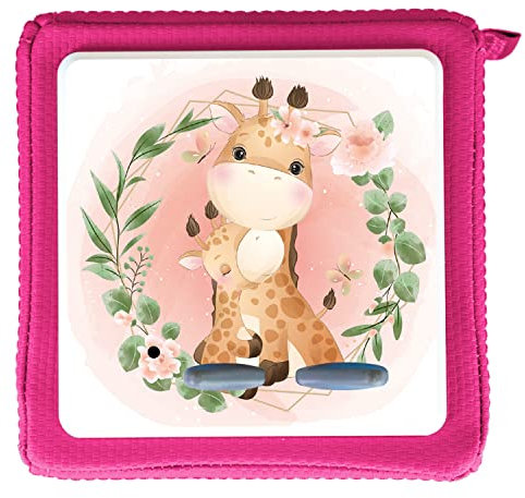 MeinBaby123® Schutzfolie kompatibel mit Toniebox | Schutzcover selbstklebend | Premium Qualität | Aufkleber passgenau I Folie Sticker I Toniebox Zubehör (Giraffen im Blumenkranz)