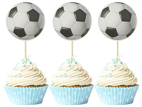 Gyufise 36Pcs Soccer Ball Cupcake Toppers Sports Theme Football Cupcake Food Picks for Sport Balls Theme Baby Shower Wedding Birthday Party Cake Decorations Supplies