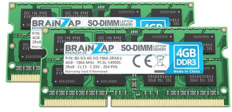 BRAINZAP Barrette de mémoire RAM DDR3 SO-DIMM PC3L-14900S 2Rx8 1866 MHz 1,35 V CL13 8 Go