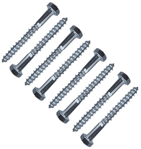 Lot de 8 vis à bois à tête hexagonale en acier zingué argenté M8 8 mm x 70 mm