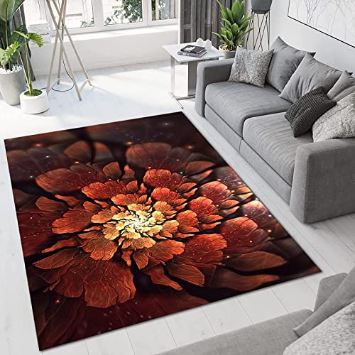 JOKITA Teppich Schlafzimmer Modern Flora 3D Flora Wohnzimmer Teppich Flora Dekoration Carpet rutschfeste Teppiche, 60x120 cm
