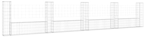 vidaXL Gabionenkorb U-Form mit 5 Säulen Gabione Gabionen Steinkorb Steingabionen Sichtschutz Drahtkorb Wand Mauer Drahtzaun Eisen 500x20x100cm