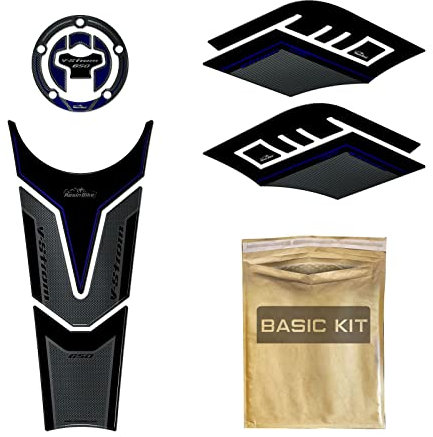 Resin Bike Kit Adesivi Moto Compatibile con Suzuki V-Strom 650 2017-2023. Protezioni Moto Serbatoio Base da Urti e Graffi. Adesivi 3D Resinati V-Strom 650 2023