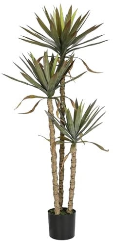 Briful Planta de yuca artificial grande de 5 pies de alto, árbol de yuca artificial decorativo, plantas artificiales grandes para decoración del hogar y la oficina