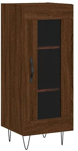 vidaXL Sideboard, Kommode mit viel Stauraum, Beistellschrank Anrichte für Wohnzimmer, Schrank Mehrzweckschrank Glas-Tür, Modern, Braun Eichen-Optik Holzwerkstoff
