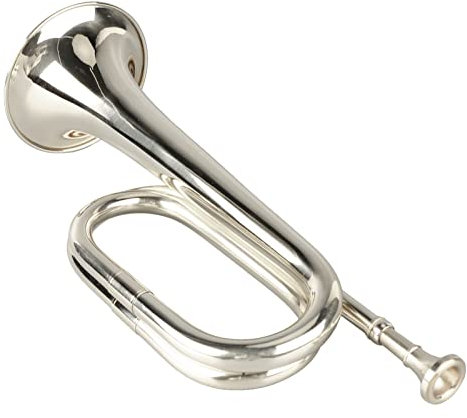 Fockety Bugle Kavallerie-Trompete, Blechblasinstrument, Militärstil, Anfängerfreundlich, C-Taste, Messingtrompete mit Mundstück, Trompete, Messing, Silber