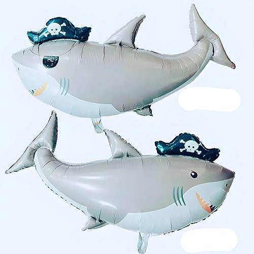 Folienballon Tier in Haifisch-Form, Grau, ca. 62*97 cm - Perfekt für Kindergeburtstage, Themenpartys, Dekorationen, Geschenke - Langlebig und Wiederverwendbar - Einfach zu Aufblasen und zu Entleeren