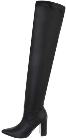 Ital Design Damenschuhe Stiefel High-Heel Stiefel, MVP340-, Kunstleder, Schwarz, Gr. 36