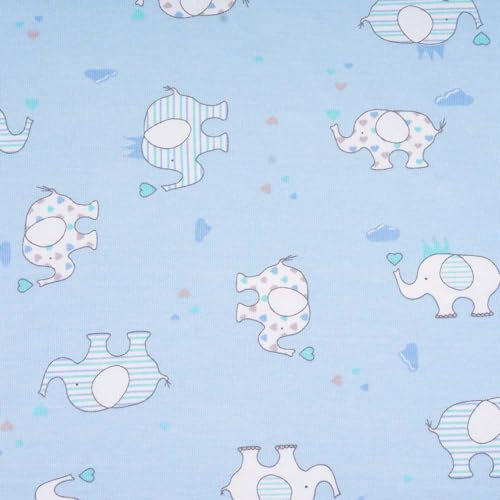 (8,60 EUR/m²) Stoff Jersey Elefant hellblau Meterware | Babystoff Baumwolljersey stretch blau | Meterware zum Nähen