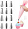 CVOZO Poche a Douille Patisserie Douilles Patisserie, 12 Douilles Patisserie,1 Poches à Douille Silicone Réutilisables, Décoration Parfaite vos Cupcake et Muffins Gâteaux
