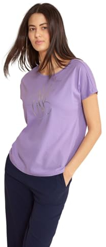 STREET ONE Damen A321328 T-Shirt mit Wording, Smell of Lavender, 52
