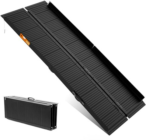 KOLOTOOL Folding Wheelchair Ramp 7ft Heavy-Duty 362KG Capacity, High-Strength Aluminum Portable Ramp with Anti-Slip Surface & Stainless Steel Hinges for Doorways, Curbs, Stairs, Thresholds
