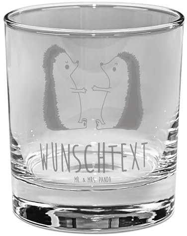 Mr. & Mrs. Panda Personalisiertes Gin Glas Igel Liebe - Personalisierte Geschenke, Gin-Glas Mit Stiel Und Namen, Für Cocktailabend, Geschenkidee Namensgravur, Großes Wunschname, Freundin, Verliebt
