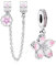 NUNUYAYA Damen Charm Anhänger Armband 925 Sterling Silber Cherry Blossom Dangle Safey Chain Dangle Charms Beads passend Armband Halskette,Anhänger Europäischen Armbänder Frauen Mädchen 2-Stück/Paket
