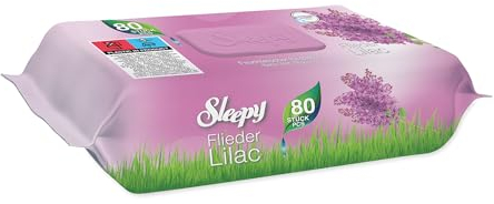 Sleepy Lingettes humides paquet de 16 x 80 pièces lingettes humides pour surfaces de bébé | Avec fermeture à clic pour les bébés et la peau sensible (Lilas, Paquet de 16 x 80 pièces)