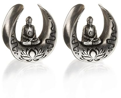 LGXLGX 2 Stück Ohrstöpsel/Tunnel (8–16 mm) Buddha + RIP Beileid und Segen 316 Edelstahl hypoallergen Ohrringe Plugs for Ohren Expander Körperschmuck