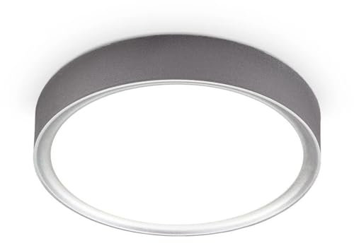 BLicht LED Deckenleuchte Ø25cm Silber 12W 1200lm 4000K Neutralweiß – kompakte Bauform – Moderne Lampe für Wohnzimmer & Flur