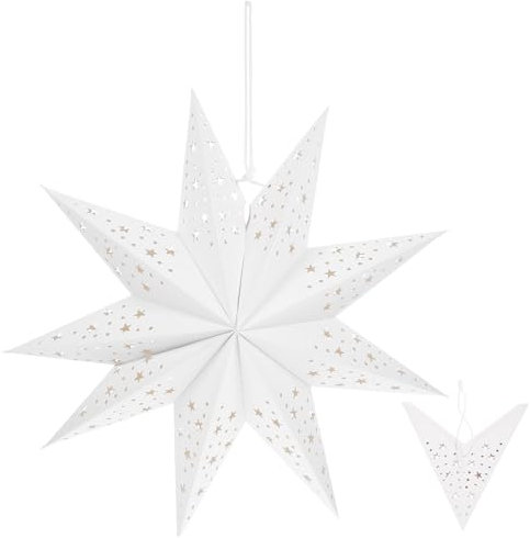 Gatuida Papierstern Laterne Lampenschirme: 45cm Sterne Papier Lampion Abdeckung 3D Hängende Dekoration für Weihnachten Hochzeit Geburtstag Party Weiß